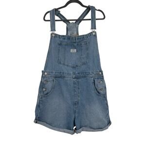 NWT Levi's Womens Vintage Rolled Cuff Denim Utility Shortalls Medium Wash XL